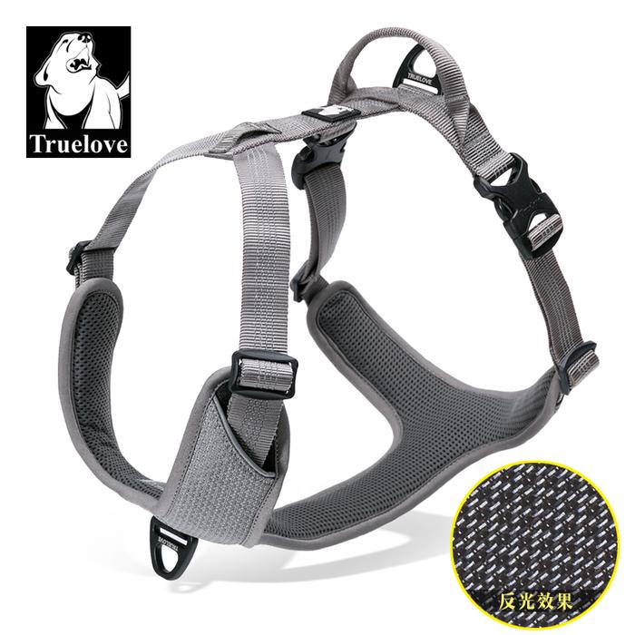 TRUELOVE Padded Reflective No Pull DOG HARNESS Harnes Anjing Gray, XS