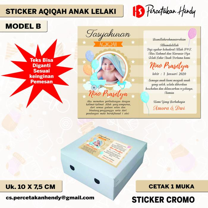 Gambar STIKER TASYAKURAN AQIQAH ANAK LAKI-LAKI - MODEL B dari PERCETAKAN HENDY undefined Tokopedia