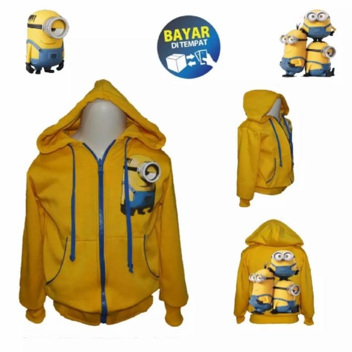 Gambar Jaket Anak Perempuan Umur 2 s/d 10 Tahun Jaket Minion Minions Kuning - Minion Hoodie, L 4-5 tahun dari Joana's_mart undefined Tokopedia