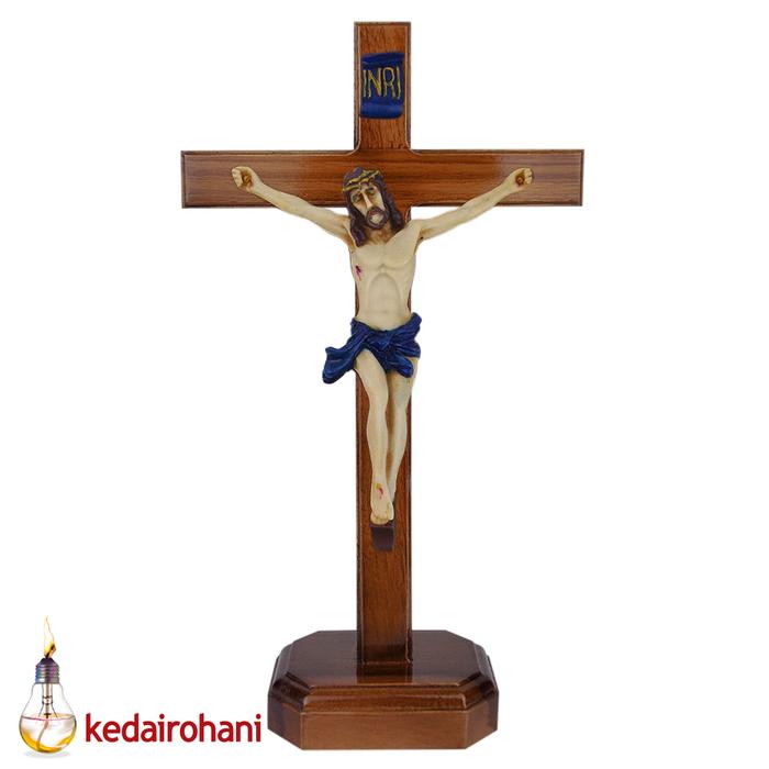 Gambar Salib Duduk Kayu Jati Corpus Patung Tubuh Yesus Inri Fiberglass 30 cm - Fullcolor dari Kedairohani Shop undefined 2 Tokopedia