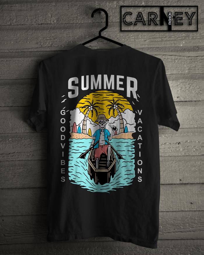 Gambar KAOS STYLE GOOD VIBES VACATION ATASAN SANTAI BAHAN PREMIUM DISTRO - BLACK, L dari Carneyforia undefined Tokopedia