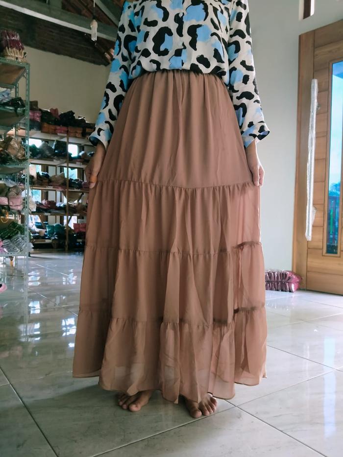 Gambar ROK CANDA CERUTI / Rok Susun Maxi Skirt Rok Bangkok Skirt Rok Umpak - Mocca dari Ada Hijab undefined Tokopedia