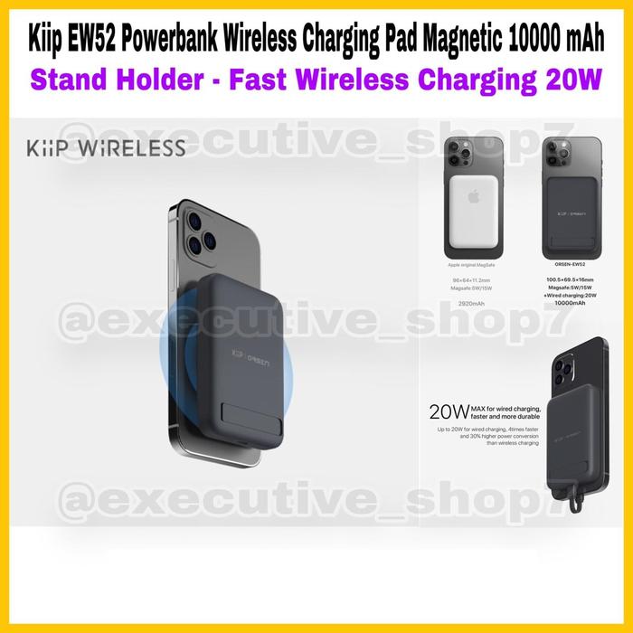 Kiip EW52 Powerbank Wireless Charging Pad Magnetic 10000 mAh Black