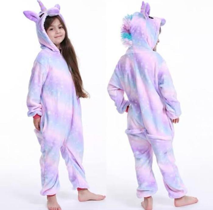 Gambar BAJU KOSTUM ONESIE BONEKA UNICORN RAINBOW KUDA PONY ANAK COSPLAY PIYAMA IMPOR - GALAXY UNGU, 120 CM dari Republik Boneka undefined Tokopedia