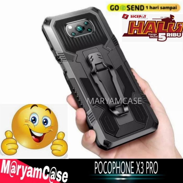 Case Xiaomi Poco X3 PRO Kickstand Shockproof Armor Heavy Full Body Biru