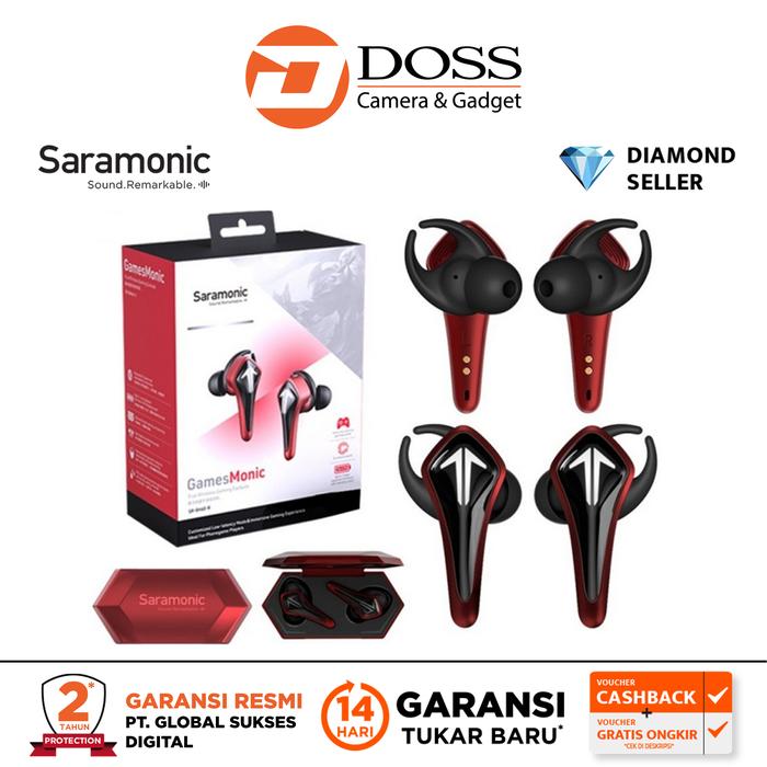 Gambar Saramonic SR-BH60 True Wireless Earbuds Earphone Gaming / Tws Gaming - Merah dari DOSS Camera & Gadget undefined Tokopedia