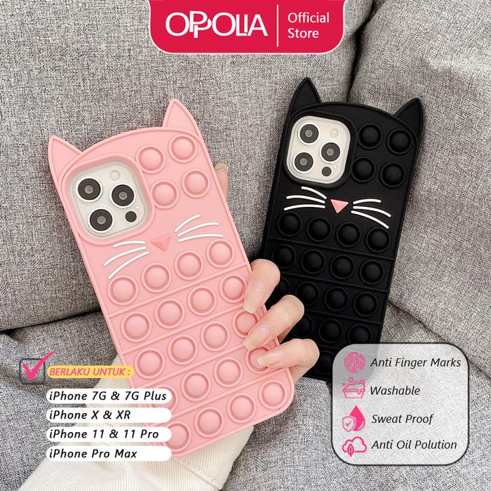 Gambar Oppolia Phone Pop it Case Push Pop Rainbow Pink Black Catty iPhone - iPhone XR, Pink dari Oppolia undefined Tokopedia
