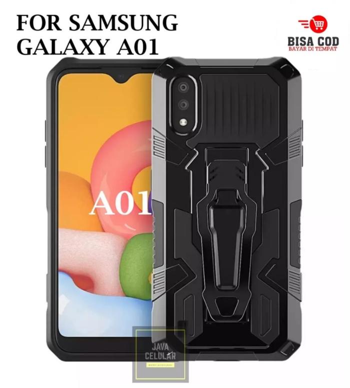Gambar Case Untuk Samsung Galaxy A01 Shockproof KickStand Clip Rugged Armor - Hitam, SAMSUNG A01 dari Java Acc Store undefined Tokopedia