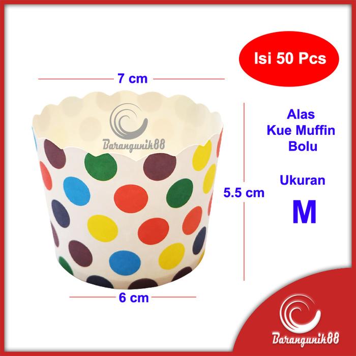 Gambar [Medium] Kertas Alas Muffin Cup Cake Bolu Roti Kue (50 pcs) Ukuran M - Polkadot Warna dari BarangUnik88 undefined Tokopedia