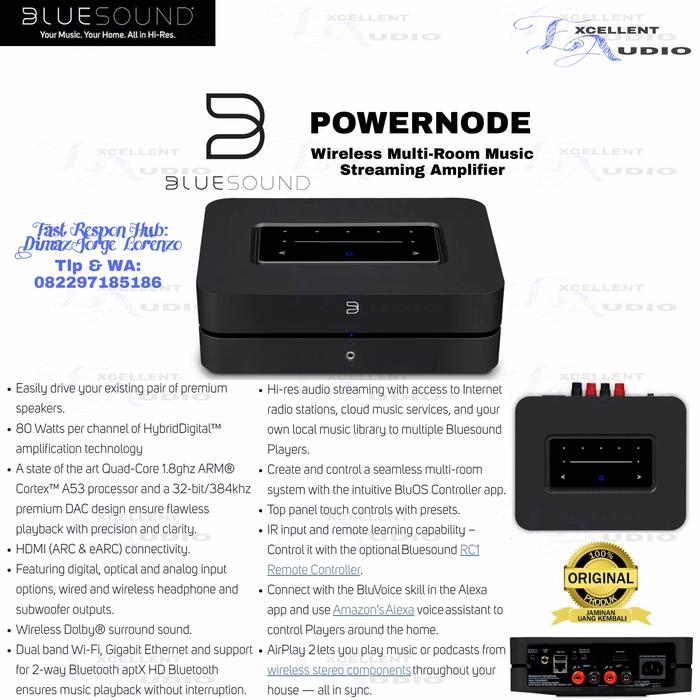 Gambar Bluesound powernode Wirelles Multi Room music Streaming Amplifier - Hitam dari Excellent Audio 2 undefined Tokopedia