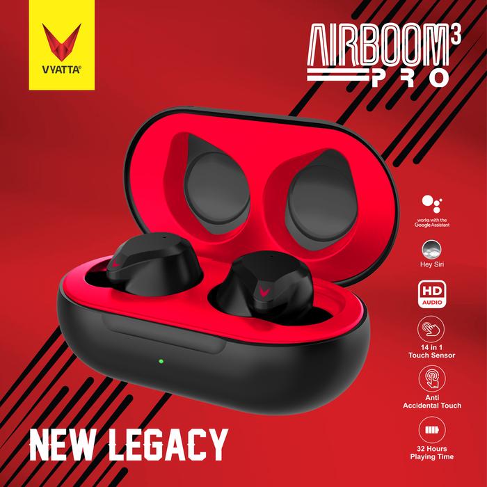 Gambar VYATTA AIRBOOM PRO TWS BLUETOOTH EARPHONE - Touch, HD, Long Battery C - Optimus Red dari VYATTA Indonesia undefined Tokopedia
