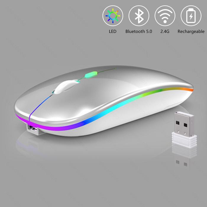 Gambar 10 Inch Backlit Backlight Bluetooth Wireless Keyboard And Mouse LED - White Mouse dari Goojodoq Professionals undefined Tokopedia