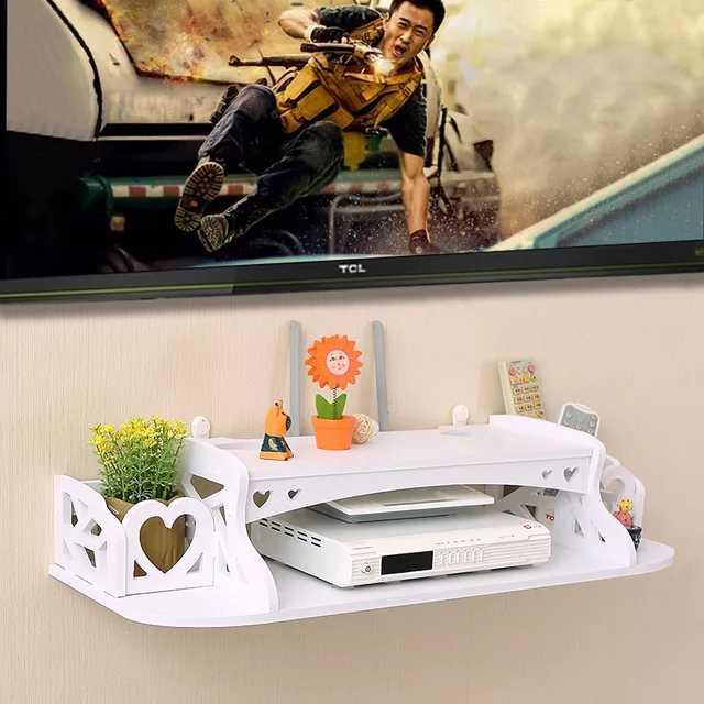 Gambar floating Rack dinding 3 layer wifi router receiver tv set top box JM50 - 1 sekat dari unire store undefined Tokopedia