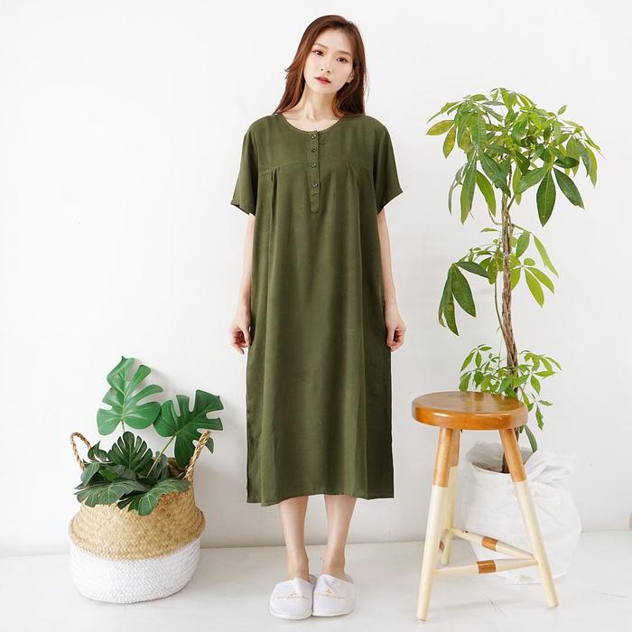 Gambar Daster Baju Tidur Wanita Cewek Midi Kancing Piyama Pajamas Adem Vol.3 - Army dari hania bnk undefined Tokopedia