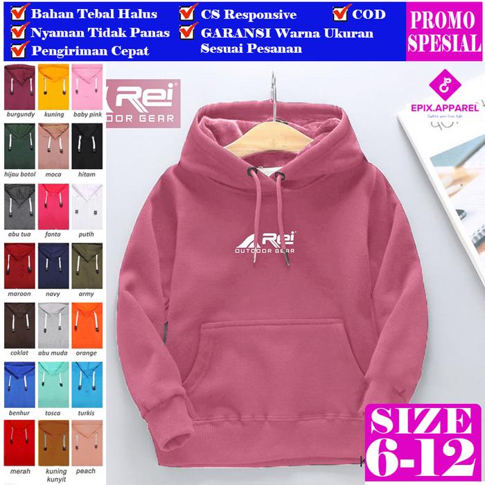 Gambar Jaket Hoodie Anak Laki Perempuan REI Usia 3 4 5 6 7 8 9 10 11 12 Tahun - 6, Pink dari epixapparel undefined Tokopedia