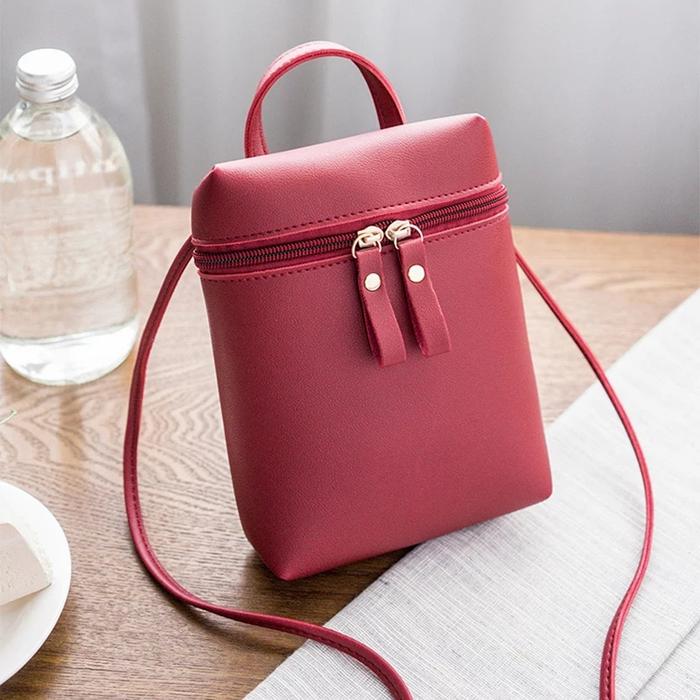 Gambar Tas Selempang Kecil HP Dompet Wanita Kulit Fashion Korea Impor - Merah Maroon dari Belidisiniajalah_id undefined Tokopedia