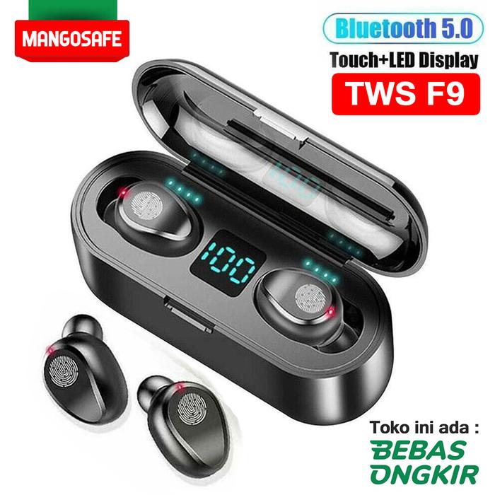 Gambar TWS F9 Earphone Bluetooth 5.0 Headset Wireless Earbuds Stereo Sport - Hitam dari mangosafe undefined Tokopedia