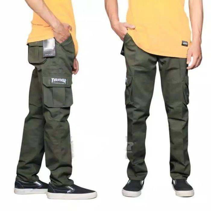 Gambar celana cargo panjang pria premium distro high quality size 28-33 - hijau army, 28 dari Zenithfashion undefined Tokopedia