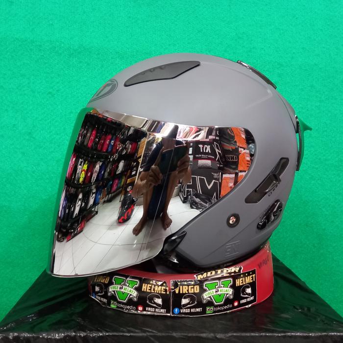 Gambar KYT HELM GALAXY FLAT R SOLID MATT GORILA+VISOR IRIDIUM+SPOILER - Gorila V Silver, M dari jodoh Helmet undefined Tokopedia