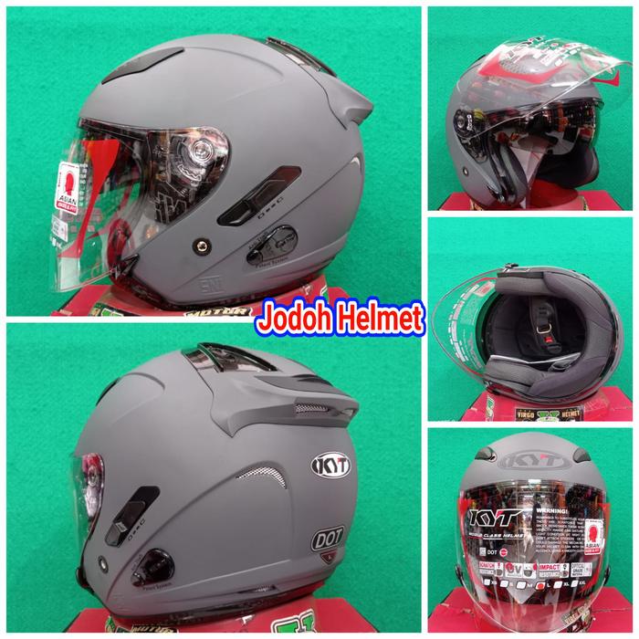 Gambar KYT HELM GALAXY FLAT R SOLID MATT GORILA GREY DOUBLE VISOR - Matt Gorila Std, M dari jodoh Helmet undefined Tokopedia