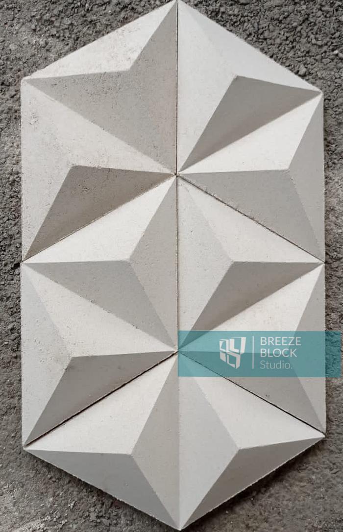 Gambar roster putih / loster putih ornamen dinding segitiga 3D 20X25 dari Breezeblockstudio undefined Tokopedia