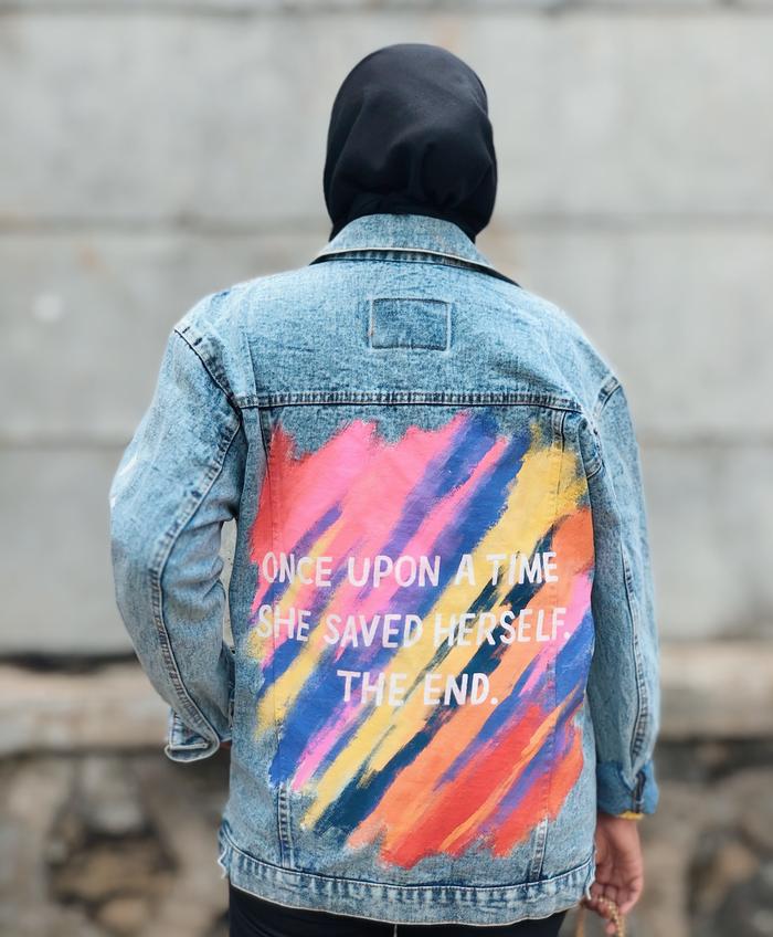 Jual painting denim jacket korean 