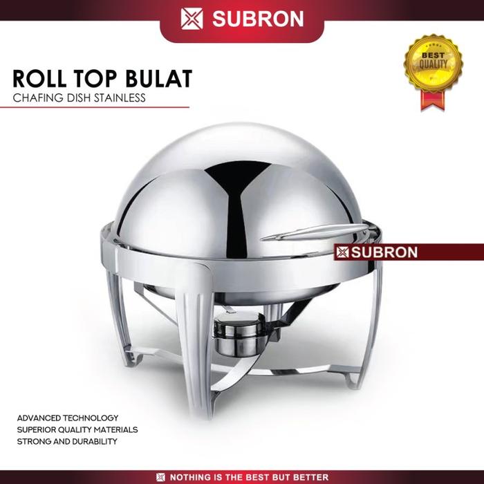 Gambar SUBRON Roll Top Chafer Chafing Dish Prasmanan 6.8 L Stainless Steel - tutup stainless dari SUBRON KITCHENWARE undefined Tokopedia
