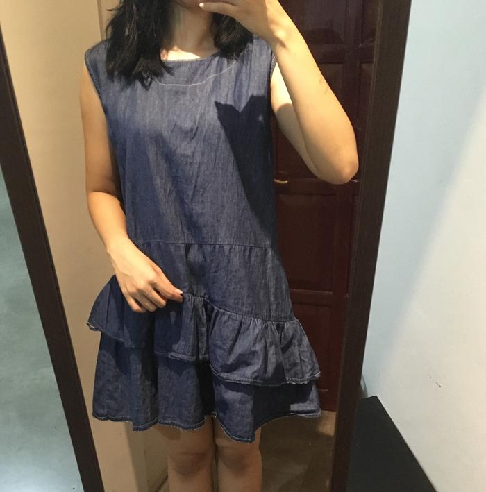 Jual Max Denim Ruffle Midi Dress (NOT 