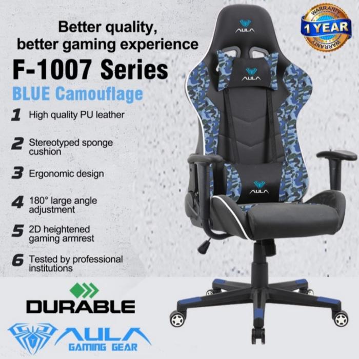 Gambar Aula F1007 Gaming Chair Camo Series F-1007 - Camo Blue dari VIXION HOME SOLUTION undefined Tokopedia