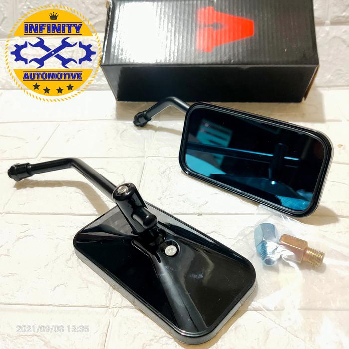 Gambar Kaca Spion kotak klaksik tanduk VN ONE Yamaha Honda japstyle chopper - Hitam/biru dari Infinity Automotive undefined Tokopedia