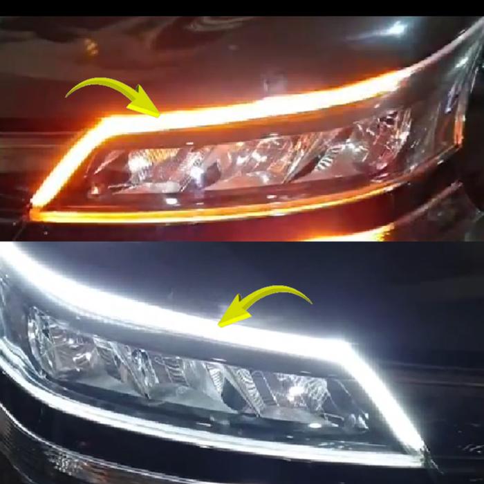Gambar lampu alis mobil flexible 60cm putih + sein kuning running siap pasang - putih + kuning dari MODIF BAPAK-BAPAK undefined Tokopedia