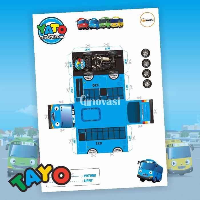 Gambar PAPERCRAFT BUS TAYO AND FRIENDS ECER & GROSIR - Tayo - Biru dari GINOVASI undefined Tokopedia