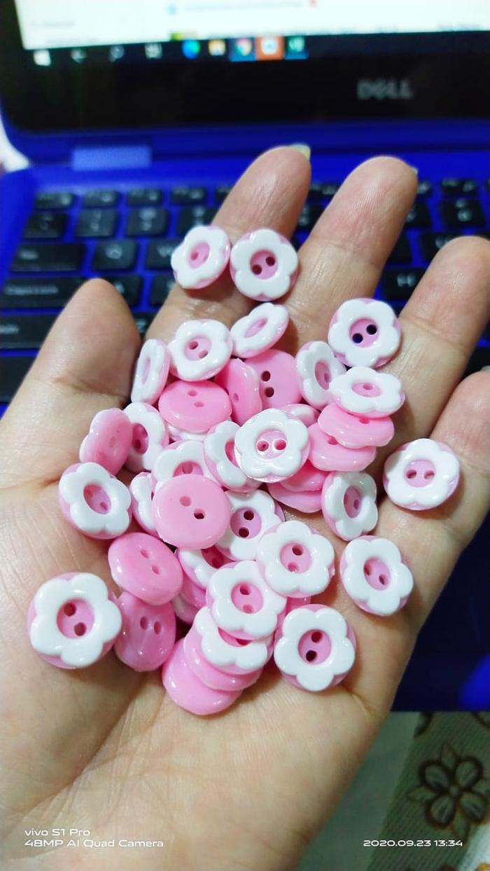 Jual kancing baju diameter 15 mm - kancing bunga sakura isi 50 pcs ...