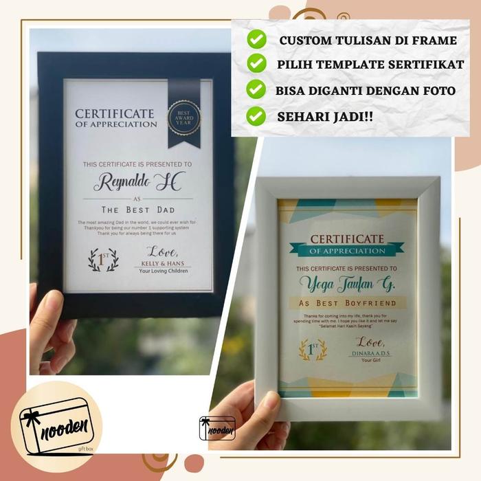 Jual FRAME SERTIFIKAT BEST BOYFRIEND 