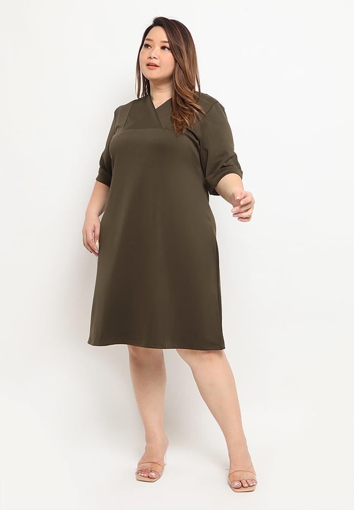 Gambar Xtramiles Plus Size Dress Annet Army - L dari xtramiles plus size fashion undefined Tokopedia