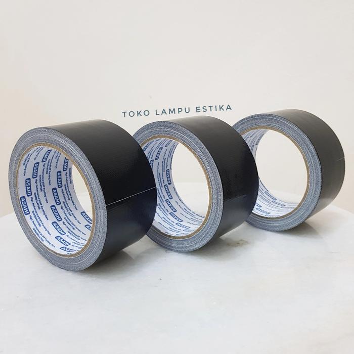 Gambar (GROSIR) LAKBAN CLOTH TAPE HITAM/ WARNA ASAHI 48mm x 11M FULL - Hitam dari tokolampuestika undefined Tokopedia