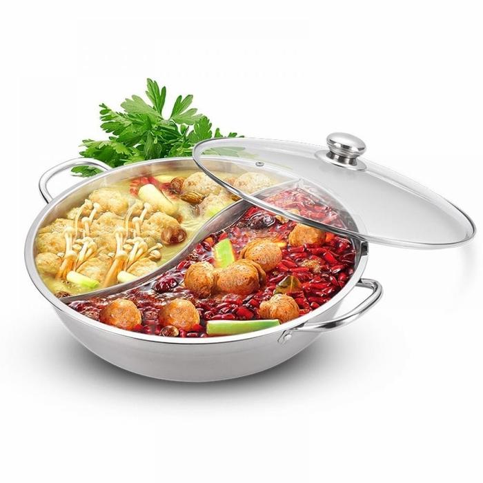 Gambar Panci wajan hitam 34cm anti lengket bisa buat kompor ELEKTRIK k6192 - stainles 2in1 dari Tri-j undefined Tokopedia