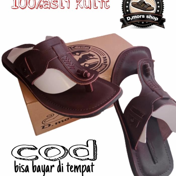 Gambar Sandal Jepit kulit Pria branded Kulit Asli 100%Kualitas Original - Cokelat, 43 dari sandalpriadmorsshoes undefined Tokopedia