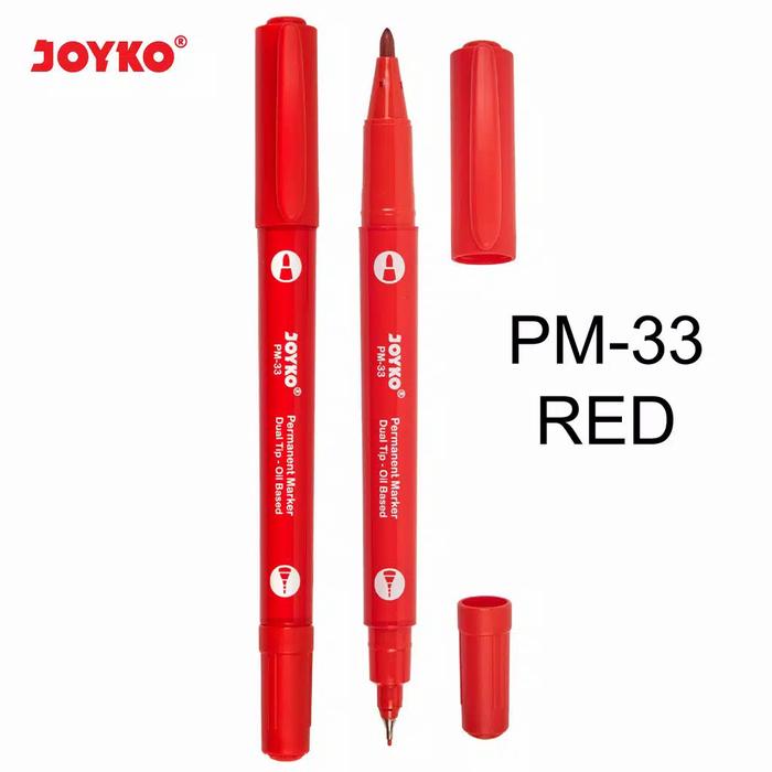 Gambar Joyko Permanent Marker Spidol Permanen Dual Tip PM-31~32~33 - PM-33 RED dari Cantik Jaya Stationery undefined Tokopedia
