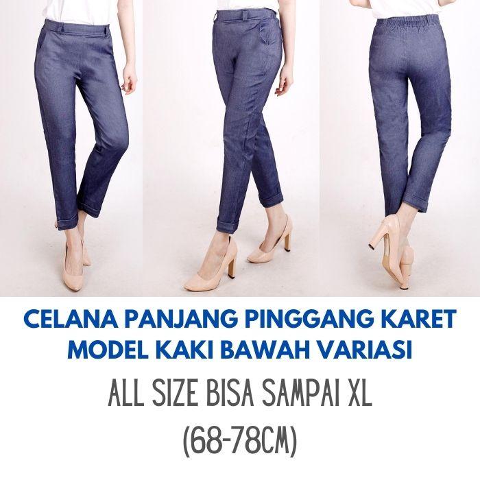 Gambar Celana Wanita Panjang Model Pinggang Karet - Merah dari Kedai Denim undefined Tokopedia