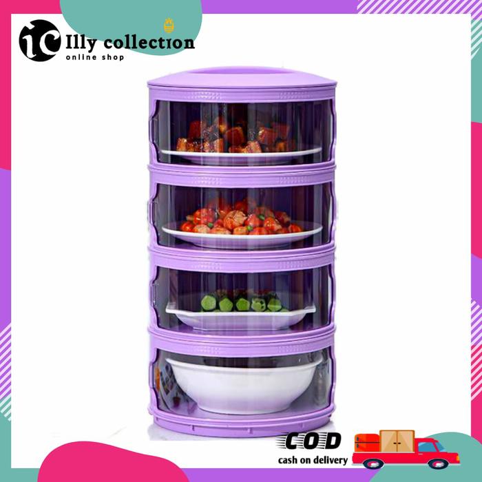 Gambar Tudung Saji 4 Susun Food Storage Tingkat Tempat Penyimpanan Makanan - Ungu dari Illy_collection undefined Tokopedia
