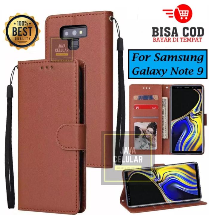 Gambar Leather Flip Untuk SAMSUNG GALAXY NOTE 9 -Wallet Case Kulit-Flip Cover - BROWN, SAMSUNG NOTE 9 dari Java Acc Store undefined Tokopedia