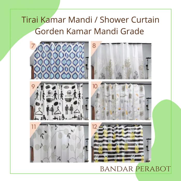 Gambar Tirai Kamar Mandi Peva Aneka Motif dengan Pengait / Shower Curtain dari bandarperabotmodern undefined Tokopedia