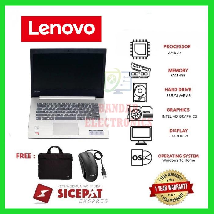 Jual LAPTOP LENOVO IDEAPAD AMD A4 RAM 4GB SSD 256GB - Kota