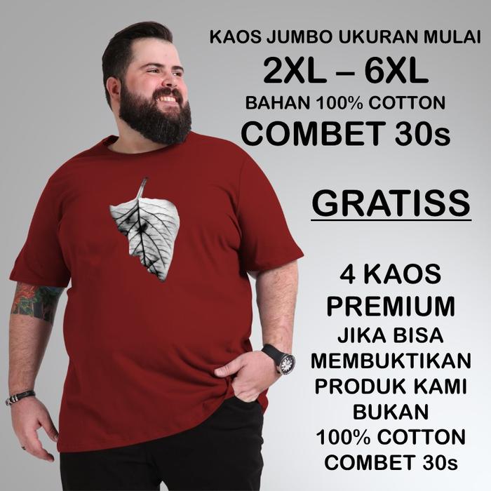 Gambar kaos pria bahan cotton combed 30s premium ukuran xxl xxxl jumbo murah - Maroon, 2XL dari Gudang Kaos Oversize undefined Tokopedia