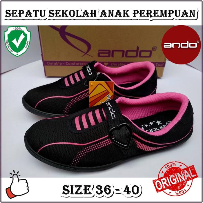 Gambar SALE sepatu sekolah anak perempuan cantik SD SMP Ando original 36-40 - Hitam Pink, 38 dari SUMMERS OFFICIAL undefined Tokopedia