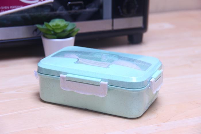 Gambar Kotak Makan Jerami Gandum / Wheat Straw Lunch Box / Bento Box 3 Grid - Hijau dari Khalif Home Store undefined Tokopedia
