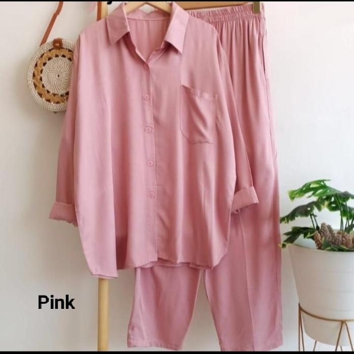 Gambar setelan wanita polos rayon/daily wear/one set - pink, M dari AmandaQu Shop undefined Tokopedia
