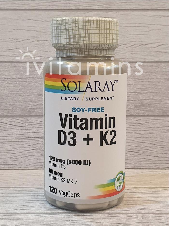 Gambar Solaray Vitamin D3 5000 IU+ K2 60 / 120 VegCaps - 120 VegCaps dari ivitamins undefined Tokopedia