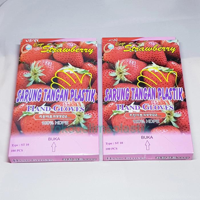 Gambar Sarung Tangan Plastik HDPE Cap Strawberry isi 100pcs dari Toko Delima Plastik &amp; TBK undefined Tokopedia